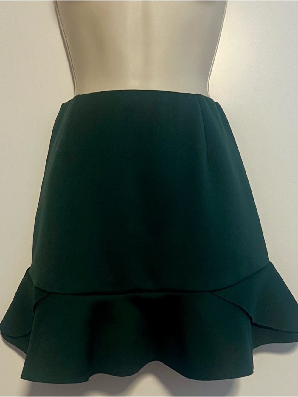 ASOS Design Green Scuba Knit Skirt Womens US 6 Peplum Ruffle Hem Bodycon